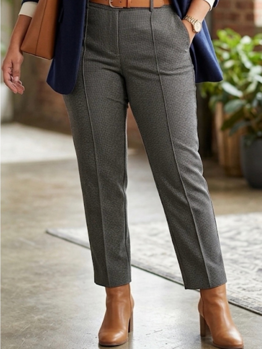 Hilary Radley Gray Cropped Tailored Ankle Pants